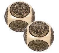 SOLUSTRE 2pcs Metal Hand Balls Exercise Meditation Balls Six-Sided Relief Patterns for Finger Dexterity and Relaxation, Solid Brass Material Elegant Design for Home Meditation and Fitness