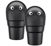SOLUSTRE 2pcs Mini Car Trash Can Plastic 520ml Black for Home Truck