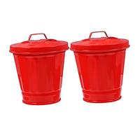 SOLUSTRE 2pcs Mini Galvanized Iron Trash Cans with Lid Covered Desktop Waste Buckets for Office and Kitchen Storage Small Garbage Bins for Tabletop Organization and Odor Control Red