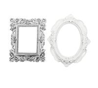 SOLUSTRE 2pcs Mini Photo Frames for Nail Art Decorations and Jewelry Photo Props, Plastic Material with Vintage Style, Elegant and Retro Design Suitable for Home and Office Adornments