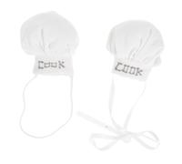 SOLUSTRE 2pcs Miniature Chef Hats for Dolls Tiny Cooking Caps with Elastic and Ribbon Decorative Small Chef Caps for Stuffed Animals Dollhouse Kitchen Accessories Creative Dress-up Play
