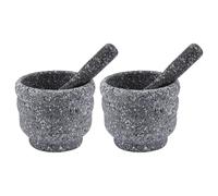 SOLUSTRE 2pcs Mortar and Pestle Set with Granite Texture Design, Efficient Dual Set with Enhanced Inner Wall, 6.69 Inch round Grinding Bowls for Home Cooking Seasoning and Garlic