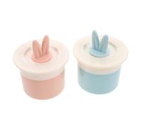 SOLUSTRE 2pcs Pink Blue Bunny Ear Foaming Maker Cups, Whipped Lotion Bubble Face Wash Dispensers, Travel-friendly Facial Foam Cleansers for Deep Skincare and Household Use