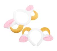 SOLUSTRE 2pcs Plush Lamb Horn and Ram Horn Headband Set Soft Cotton and Plastic Material with Snug Fit, Stays in Place, for Cosplay and Party Costume Accessories