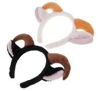 SOLUSTRE 2pcs Plush Sheep Ears Headband for Women, Lightweight and Comfortable Lamb Costume Accessory with Adorable Realistic Ram Horns, for Dress and Parties