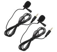 SOLUSTRE 2pcs Portable Clip-on Microphones with Denoise Amplifier for Phones and Laptops, High Sensitivity Copper Lavalier Mic with 3.5mm 4-pole Plug, for Live Broadcasts and Recordings