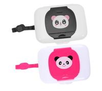 SOLUSTRE 2Pcs Portable Wipes Storage Boxes with Seal Cover Outdoor Wet Tissue Holders for Room Kitchen Bathroom Reusable Panda Design Black Red