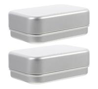 SOLUSTRE 2pcs Rectangular Aluminium Soap Dish with Lid, Portable Self-draining Dual-layer Design Metal Container, for Travel and Camping Bathroom Use