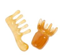 SOLUSTRE 2pcs Resin Beeswax Gua Sha Massage Comb Hair Massage Scalp Care Comb Rounded Shape Chic Style Adequate Thickness for Head Care
