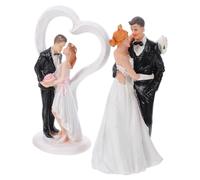SOLUSTRE 2pcs Resin Couple Desk Adorn European Style Heart Hugging Shape White Wedding Bride and Groom Figurines Not Fragile Wear-resistant Romantic Desktop Decoration for Valentine's Day