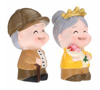 SOLUSTRE 2pcs Resin Elderly Couple Cake Toppers for Wedding and Anniversary, Elegant Home Decor and Cake Decorating Figurines, Stylish Resin Grandparents Statue for Office Or Celebration