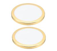 SOLUSTRE 2Pcs Round Lampshade Dust Cover with Gold Rim Acrylic Lamp Shade Protector for Table and Floor Lamps Softens Light for Comfortable Eye Experience Easy to Install for Bedroom and