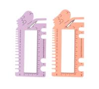 SOLUSTRE 2pcs Sheep Head Knitting Needle Gauge Ruler Plastic Measuring Tool for Knitting and Crochet, Easy to Hold and Portable with Adorable Purple Design