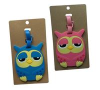 SOLUSTRE 2pcs Silicone Luggage Tags Owl Shape Luggage Tags Creative Lovely Cartoon Design Wear-Resistant Easy to Identify Travel Airport Baggage Claim 5.89x3.14x0.12in Random Color
