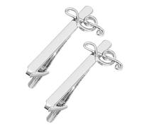 SOLUSTRE 2pcs Silver Musical Note Tie Clips for Men Alloy Necktie Pins with Smooth Flat Edges and Stable Grip, Lightweight and Elegant Tie Bars for Business and Formal Wear