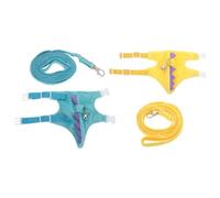 SOLUSTRE 2pcs Small Animal Harness with Leash for Hamsters and Guinea Pigs, Soft Short Plush Dinosaur Vest with Bell, Pressure-free Comfort and Quick On-off Design for Daily Adventures