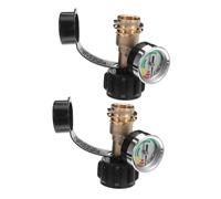 SOLUSTRE 2pcs Solid Brass Pol Tank Adapter with Precision Pressure Gauge Gas Cylinder Connector for BBQ Grill Heater Real Tank Level Reader Leak Resistant Conversion Kit