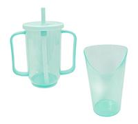 SOLUSTRE 2pcs Spill Convalescent Feeding Cups for Elderly and Disabled Patients Leak Liquid Diet Drinking Cups Bedridden Care with Ergonomic Design