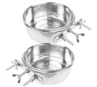 SOLUSTRE 2pcs Stainless Steel Hanging Pet Bowl for Cats and Dogs Large Capacity Easy to Clean No Tools Required Installation Silver Cat Food Bowl Suitable for Multi-function Use