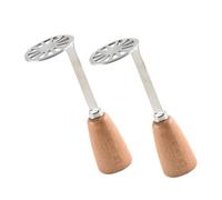 SOLUSTRE 2pcs Stainless Steel Potato Masher with Non Slip Wooden Handle Manual Food Crusher for Avocado Pumpkin Vegetables Mini Kitchen Tool for Smooth Puree and Mashing