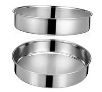 SOLUSTRE 2pcs Stainless Steel Round Cake Pan Dinner Tin with Polish Finish for Baking Meal Prep Serving for Cakes Pies and Steaming Desserts