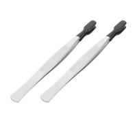 SOLUSTRE 2pcs Stainless Steel Rubber-Tipped Tweezers Flat Tip Precision Tools for Jewelry Making Stamp Collecting Electronics Repair Lab Tweezer for Crafting DIY
