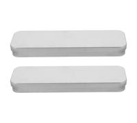 SOLUSTRE 2pcs Tinplate Pen Holder and Simple Style Box for Students Silver Rectangular Stationery Organizer with Lid Design and Waterproof Feature, Sleek Modern Elegance for School