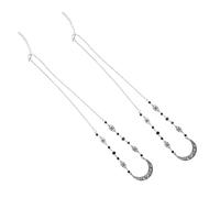 SOLUSTRE 2pcs Vintage Head Chain Moon Patterned Headdress Retro Elegant Silver Alloy Crystal Hair Accessories Free Size Not Break and Fade Easily Festival for Women Girls