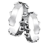 SOLUSTRE 2pcs Vintage Musical Note Couple Rings Open Adjustable Finger Rings for Men and Women Copper Decorative Jewelry Gifts for Lovers Unique Creative Design