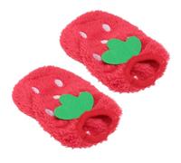 SOLUSTRE 2pcs Warm Coral Fleece Coat Puppy Warm Clothes Strawberry Pattern Unique Chic Fashion Style Easy to Put on Pet Dog Costume for Pets Costume