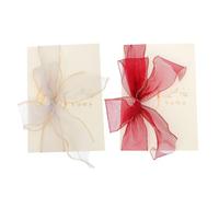 SOLUSTRE 2pcs Wedding Vows Oath Cards with Ribbon Bow Elegant Red and Gray European Style Smooth Texture for Bride and Groom for Banquets and Wedding Speeches Stylish Table Decor