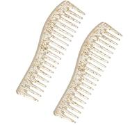 SOLUSTRE 2pcs Wide Tooth Hair Combs for Women, Large Beige Plastic Styling Combs Detangling and Crack Resistance Features, for Long and Curly Hair Care