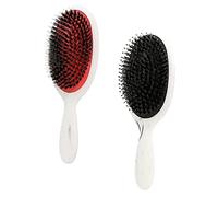 SOLUSTRE 2pcs Women’s Paddle Hair Comb with Boar Bristles and Silicone Cushion, Scalp Massage Detangling Brush for Wet and Dry Hair Care, Portable Hairbrush Set for Styling and Relaxation