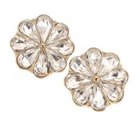 SOLUSTRE 2pcs Women's Flower-shaped Rhinestone Alloy Cufflinks Button Covers in Golden Colour, Enhance Elegance and Grace, for Anniversaries and Women's Formal Wear