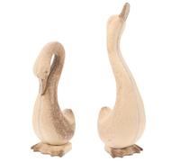 SOLUSTRE 2pcs Wooden Goose Figures Unfinished DIY Goose Shape Decor Cute Creative Flat Surfaces for Handicrafts Desktop Painting Supplies