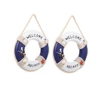SOLUSTRE 2Pcs Wooden Nautical Life Ring Wall Decor Mediterranean Style Swim Ring Ornaments for Restaurants Bars and Home Decor