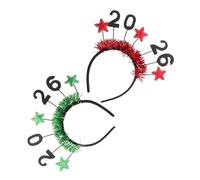 SOLUSTRE 2pcs Year Star Headband Red Green Festive Hair Accessories for Women Glitter Party Hairbands for Year's Eve Celebration and Holiday Gatherings