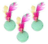 SOLUSTRE 3 Pcs Latex Cat with Feather Tails, Sponge Balls for Cats Providing Healthy Exercise and Stimulating Natural Instincts, Kitten for Interactive Play and Enrichment Random Color