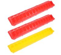SOLUSTRE 3 Pcs Plastic Pigeon Feeding Troughs 500x125x80mm Food Containers with Anti-spill Design for Pigeon Cage and Bird Feeding Supplies in Red and Yellow