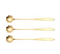 SOLUSTRE 3 Pcs Stainless Steel Long Handle Coffee Spoons with Petal Shaped Heads, High-Polish Finished Comfortable Dessert Spoons for Kitchen and Cafe Use