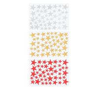 SOLUSTRE 3 Sheets Self-Adhesive PVC Wall Decal Set Five-Pointed Star Shapes in Golden, Silver, and Red Colours, No Sticky Residue Decorative Wall Stickers for Home and Room Decoration