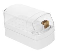 SOLUSTRE 30 Pcs Nail Grinding Head Box Storage Holder 6.3x4.7x1.5inch Sturdy Plastic Organizer for Nail Drill Bits Professional Salon Use with Cleaning Brush