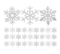 SOLUSTRE 30pcs Silver Snowflake Iron-on Applique Patches DIY Sewing Embroidered Winter Christmas Fabric Badges for Clothing Bags Hats Jackets Craft Accessories