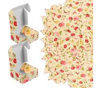 SOLUSTRE 30Pcs Small Kraft Paper Soap Packing Boxes 6.5X6.5X3Cm Square Handmade Soap Storage Case with Yellow Peony Pattern for Jewelry, Candy, and Birthday Packaging