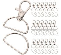 SOLUSTRE 35 Sets Stainless Steel D Shaped Snap Clasp Keychain Clips with Rounded Edges and Easy Installation for DIY Keychain Accessories and Creative Hanging Buckles