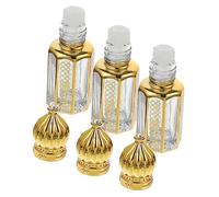SOLUSTRE 3pcs 3ml Essential Oil Roller Bottles Amber Glass Dispensing Bottles Roller Balls for Perfume Aromatherapy and Travel
