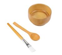 SOLUSTRE 3pcs Bamboo Face Mask DIY Tool Set Lightweight Mixing Bowls with Brush and Spoon Won't Scratch Face for Home and Travel Skincare
