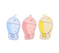 SOLUSTRE 3Pcs Bath Sponges Soft Scrubber for Gentle Skin Cleaning Exfoliating Shower Accessories in Blue Pink Yellow