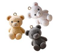 SOLUSTRE 3pcs Bear Charms Portable Creative Plastic Flocking Pendants No Fading Assorted Color Unique Earrings Backpack Pendants for Jewelry Making