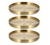 SOLUSTRE 3pcs Brass Copper Coasters for Hot Tea and Jars round Shape, Multifunctional Gold Plated Cup Coaster Set for Home and Hotel Table Decoration